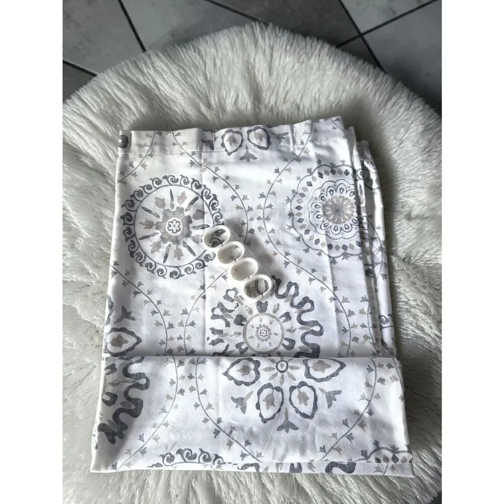 BEAU MONDE Gray And Taupe Shower Curtain - Picture 1 of 6